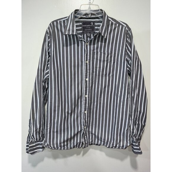 Duck Head Mens Striped Button-Up Shirt XL 100% Cotton Black/White - Picture 1 of 9